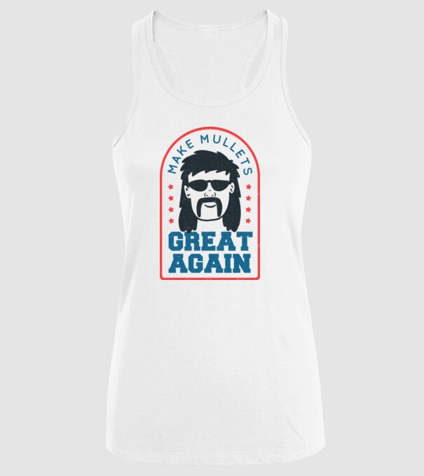 Make Mullets Great Again model alb pe tricou