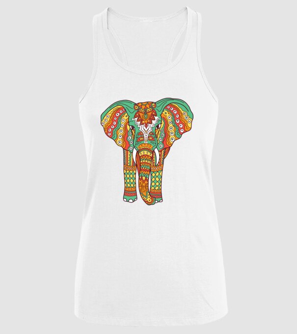 Mandala Elefant model alb pe tricou