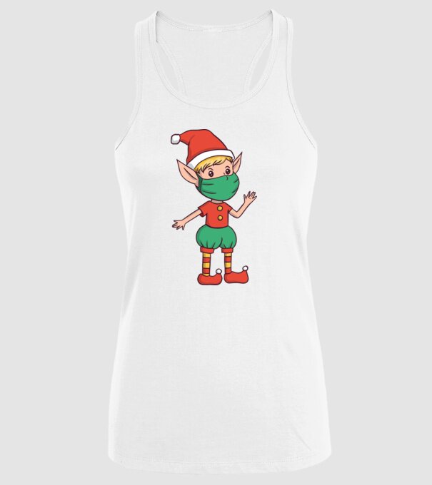 Elf cu mască model alb pe tricou