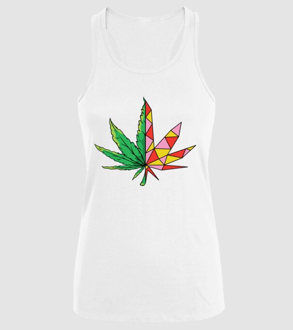 Frunză de marijuana model alb pe tricou