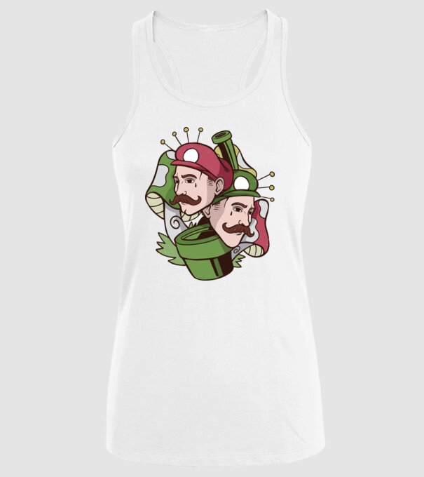 Mario și Luigi model alb pe tricou