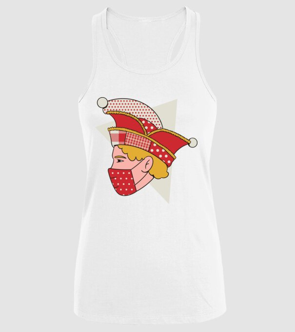 Covid joker model alb pe tricou