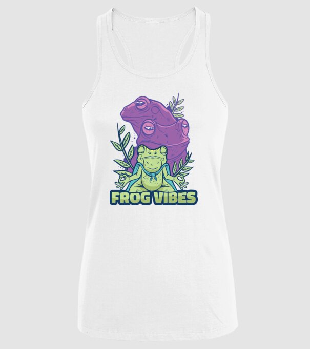 Broasca meditatoare model alb pe tricou