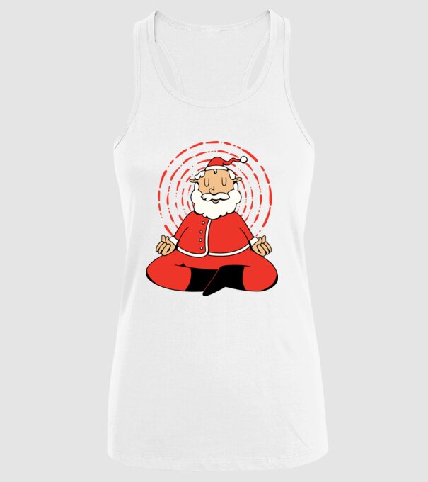 Moș Crăciun meditând model alb pe tricou