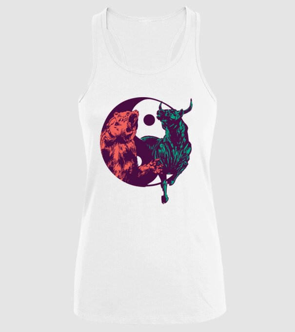 Medve Bika Yin Yang model alb pe tricou