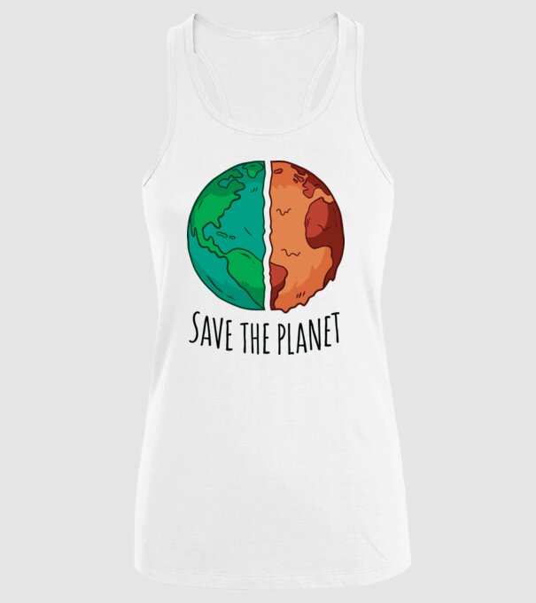 Salvați planeta model alb pe tricou
