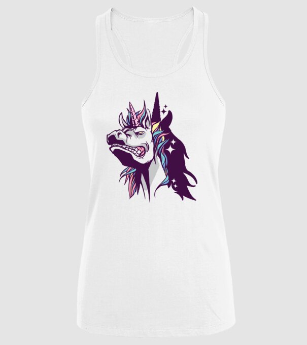 Unicorn supărat model alb pe tricou