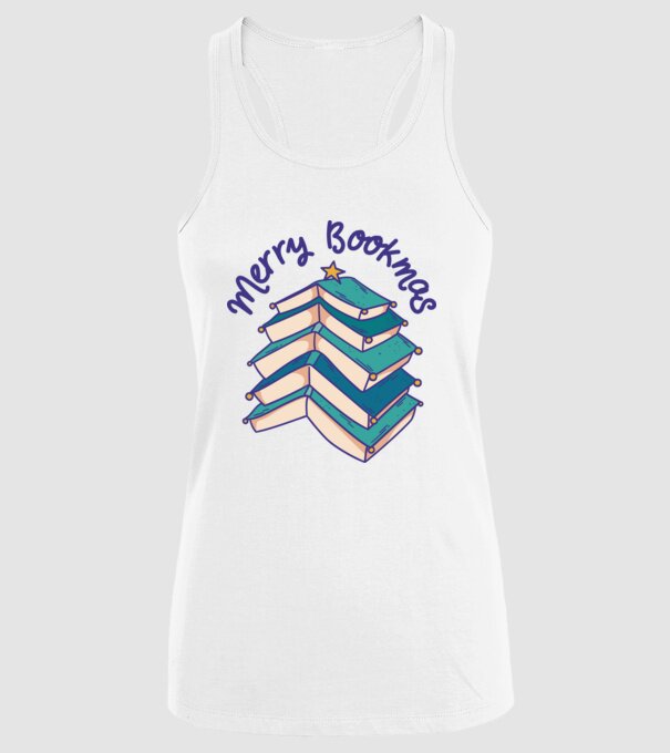 Merry Bookmas Crăciun cu cărți model alb pe tricou