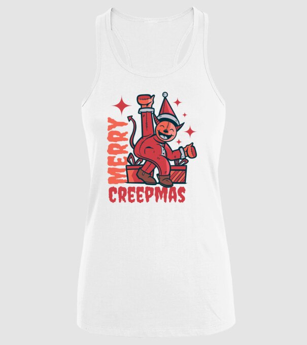 Merry Creepmas model alb pe tricou