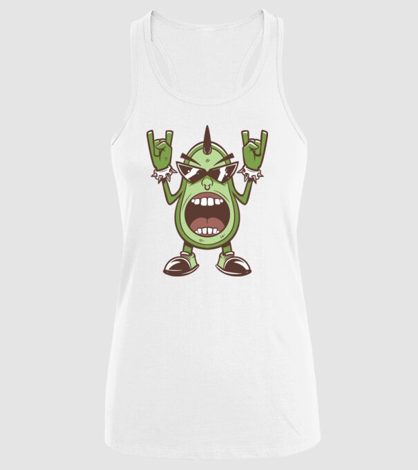 Avocado Metal model alb pe tricou