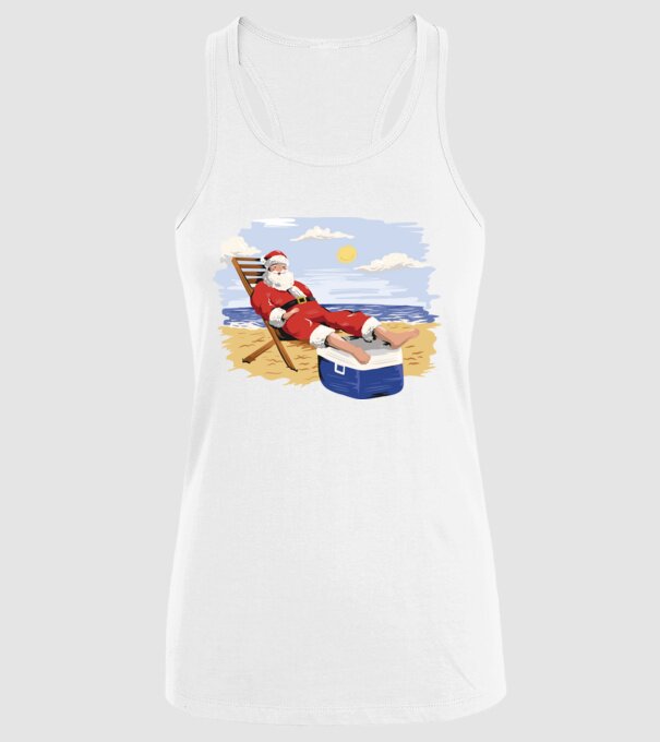 Moș Crăciun În vacanță model alb pe tricou