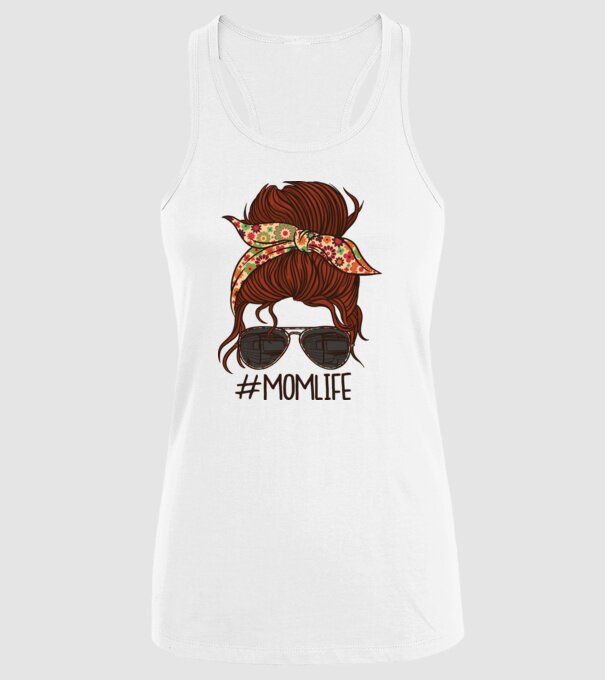 Momlife Hashtag model alb pe tricou