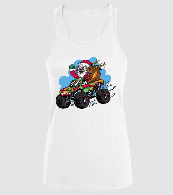 Monster Truck Moș Crăciun model alb pe tricou