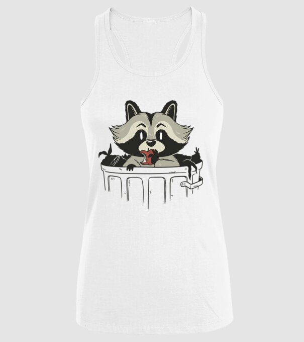 Raton în coș de gunoi model alb pe tricou