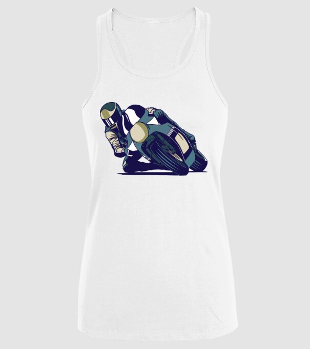 Concurent motocicletă model alb pe tricou