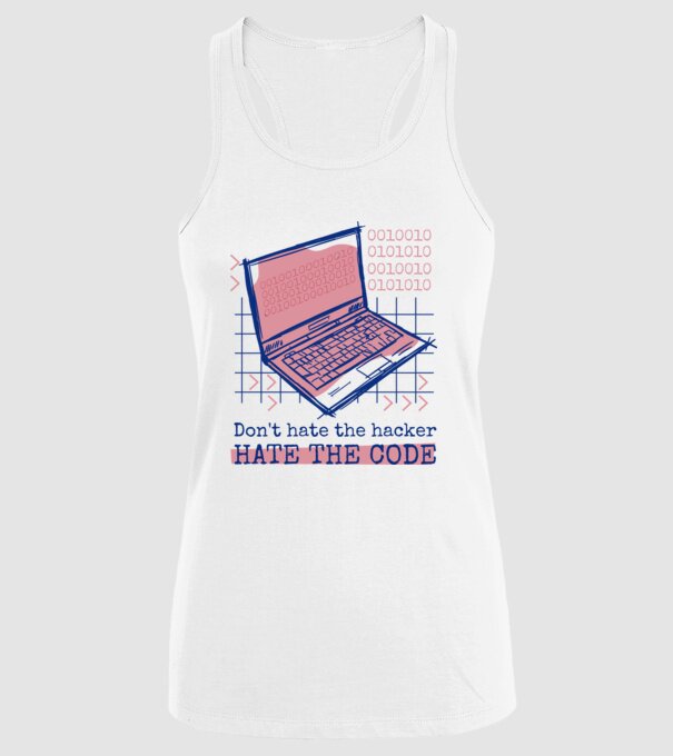 Nu urî hackerul, urăște codul model alb pe tricou