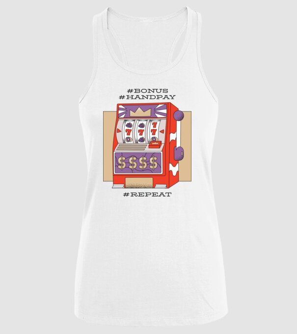 Slot machine model alb pe tricou