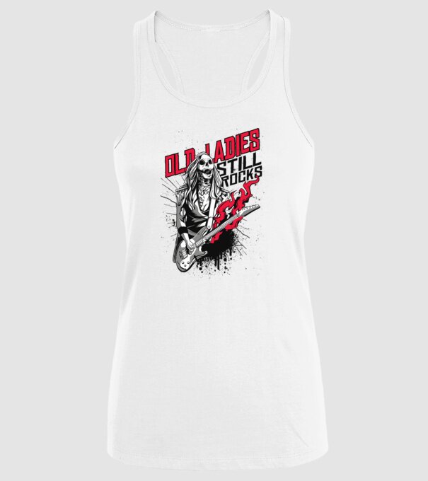 Old Ladies still Rocks model alb pe tricou