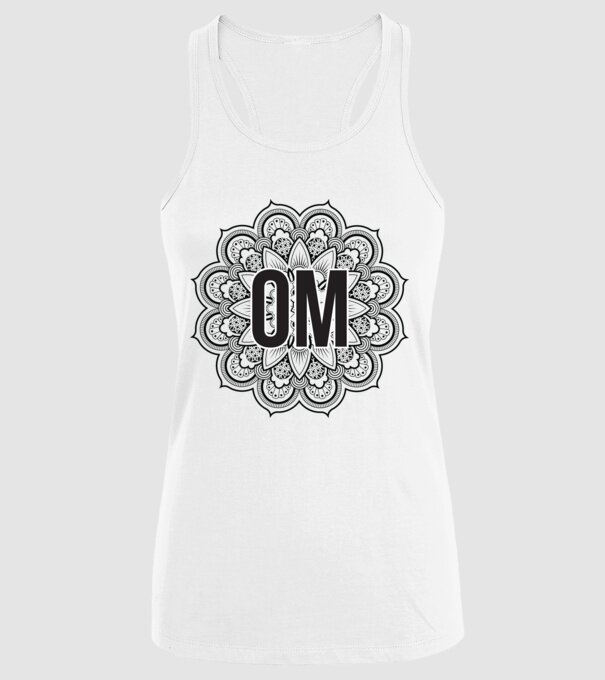 OM Mandala model alb pe tricou