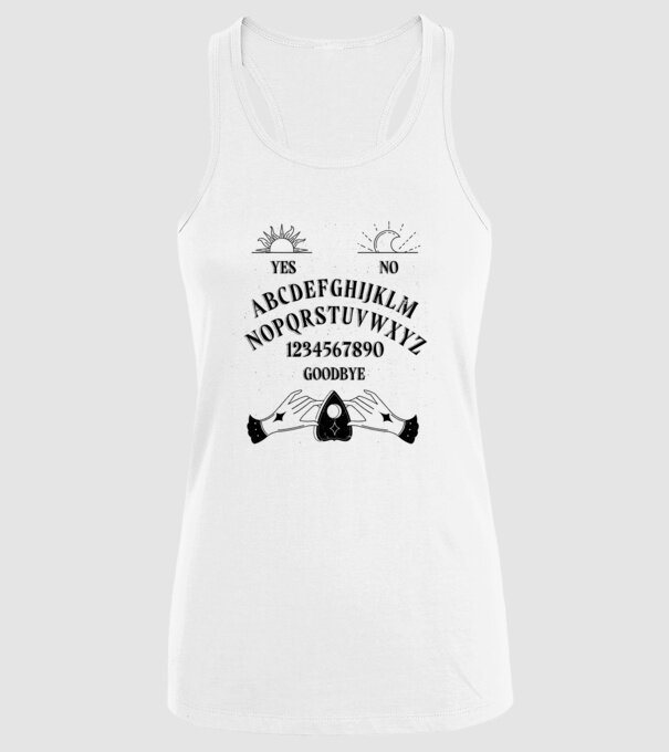 Motiv Ouija model alb pe tricou