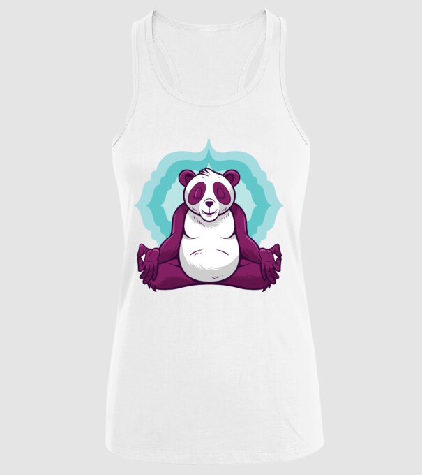 Panda Meditație model alb pe tricou