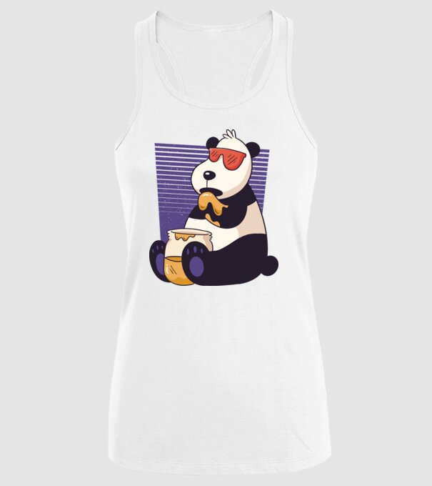 Panda cu miere model alb pe tricou