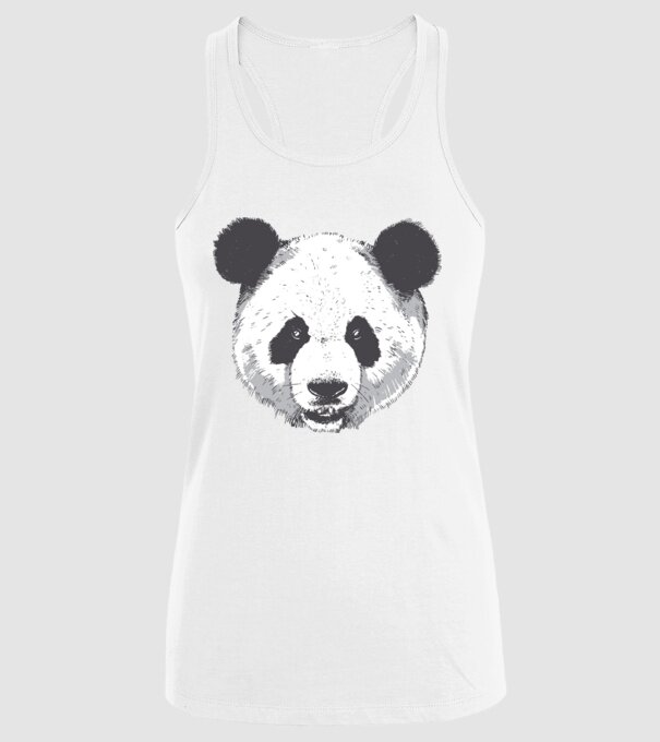 Cap de panda model alb pe tricou
