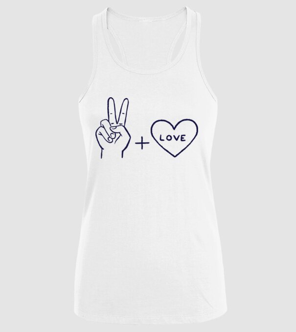 Peace + Love model alb pe tricou