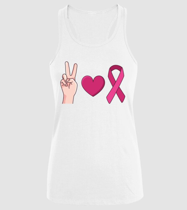 Peace Love lupta împotriva cancerului de sân model alb pe tricou