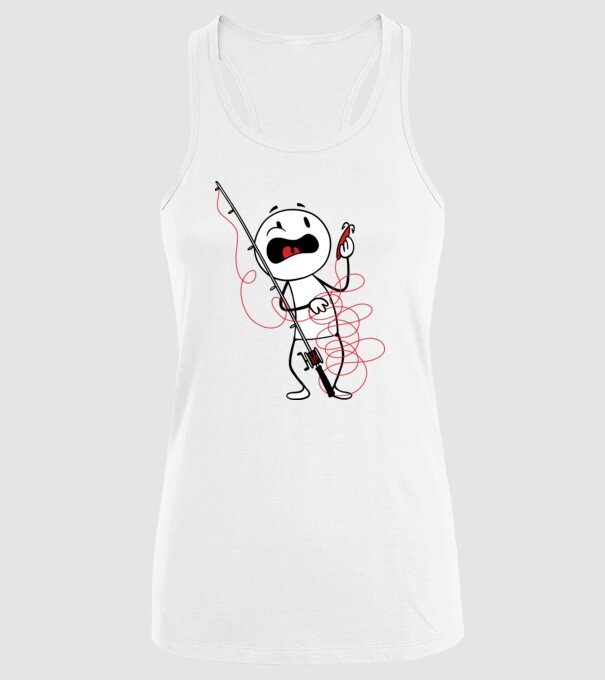 Încurcătură pescar model alb pe tricou