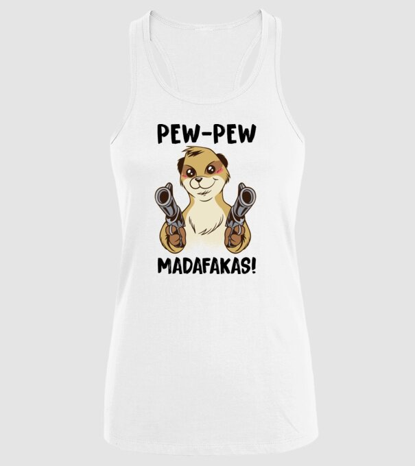 Pew Pew Pew Madafakas Suricată alb model alb pe tricou