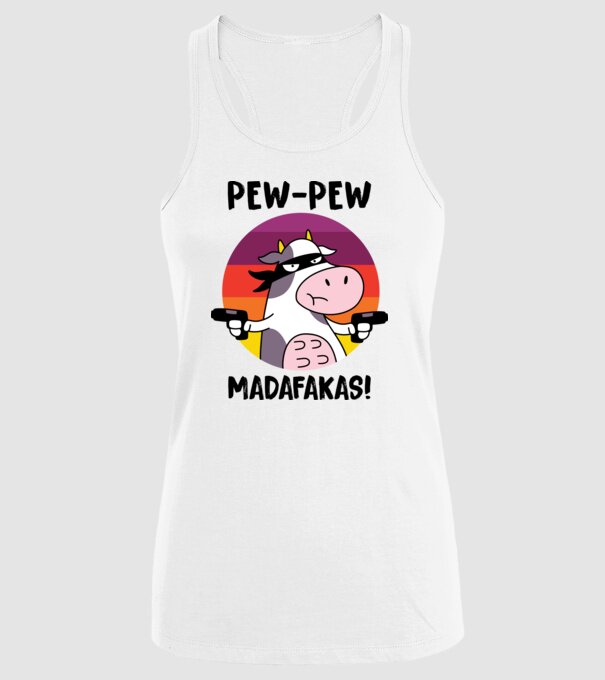 Pew Pew Pew Madafakas Vacă alb model alb pe tricou