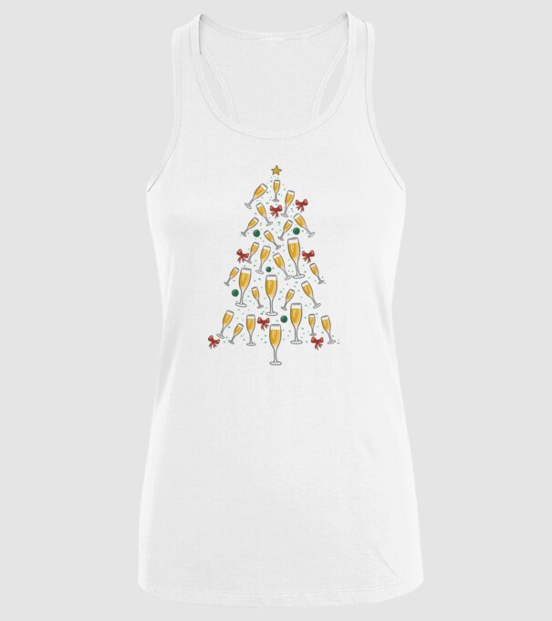 Pom de Crăciun cu Șampanie model alb pe tricou