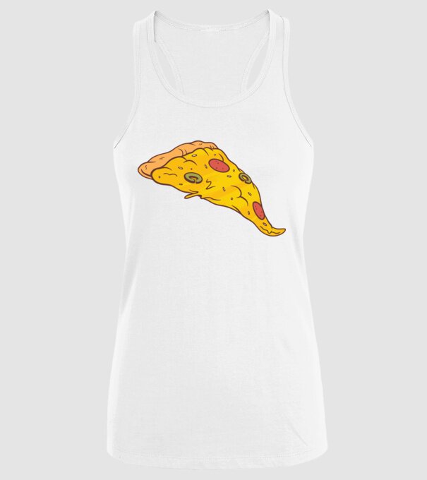 Felie de pizza Cuplu model alb pe tricou