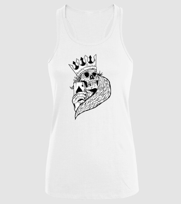 Craniu Poker model alb pe tricou