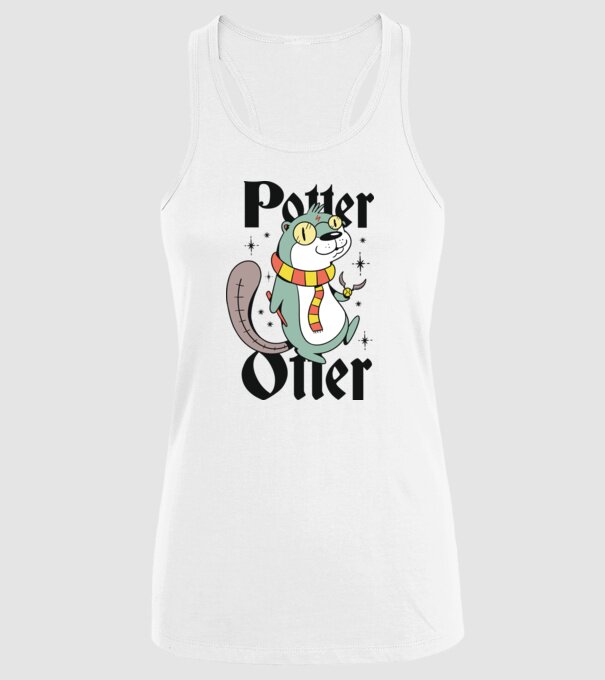 Potter Otter Vidra model alb pe tricou