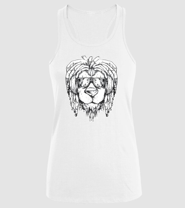 Leu Dreadlock model alb pe tricou