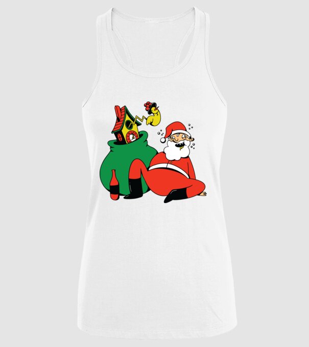 Moș Crăciun beat model alb pe tricou