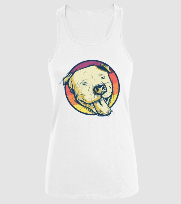 Cap Pitbull retro model alb pe tricou