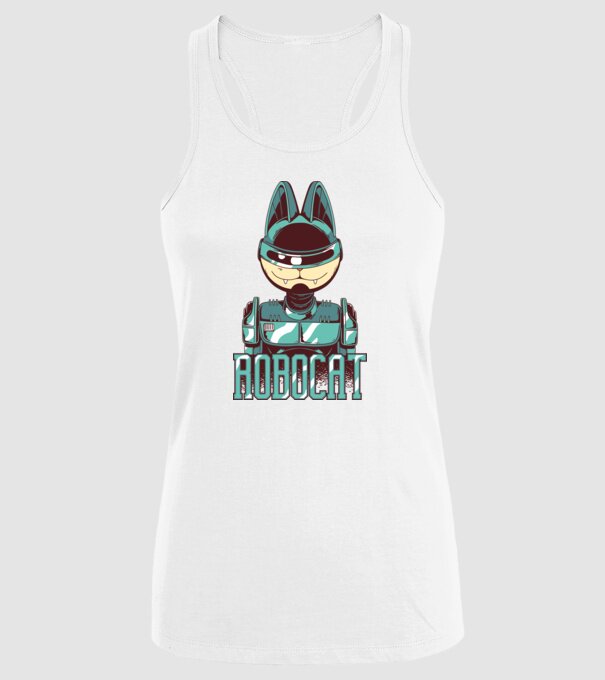 Robocat - Pisică Robot model alb pe tricou