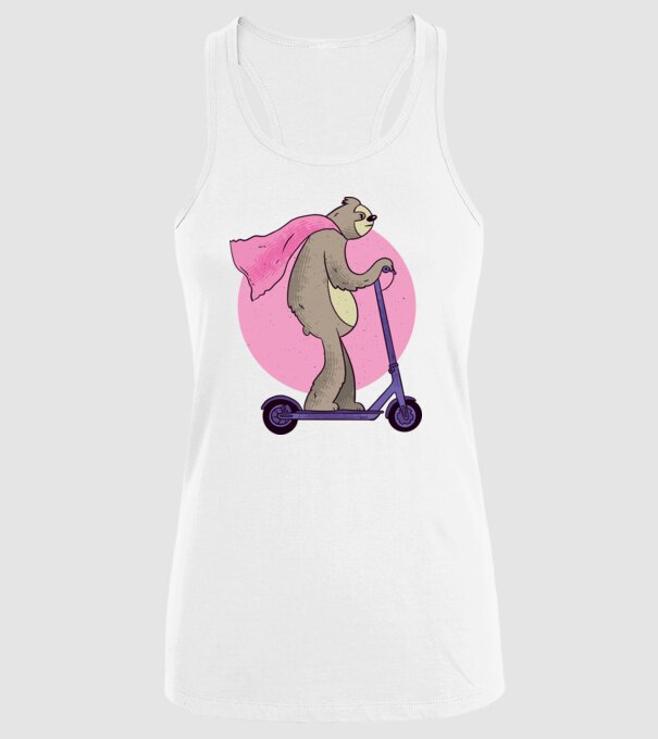Leneș cu Trotinetă model alb pe tricou