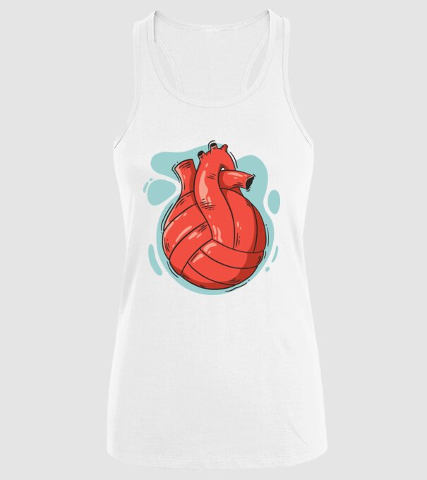 Inimă volei model alb pe tricou