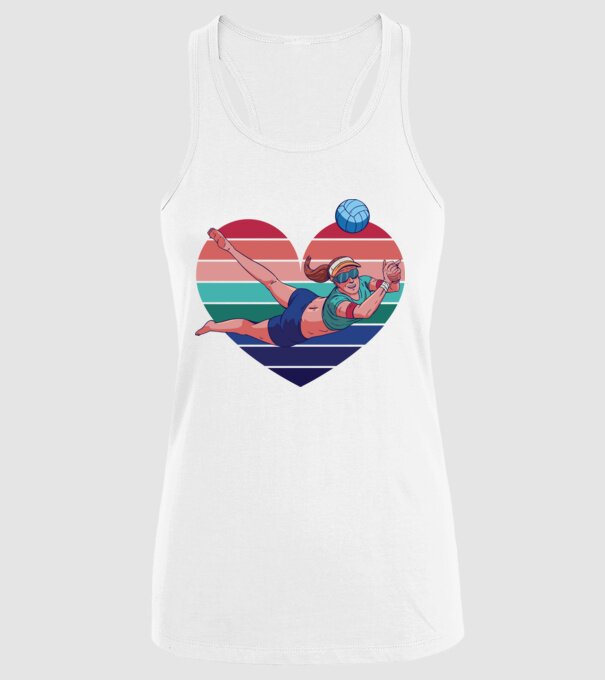 voleibalist retro model alb pe tricou