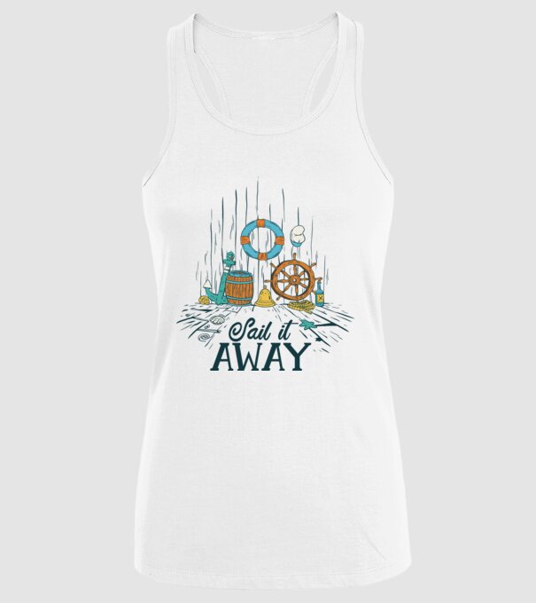 Sail it away model alb pe tricou