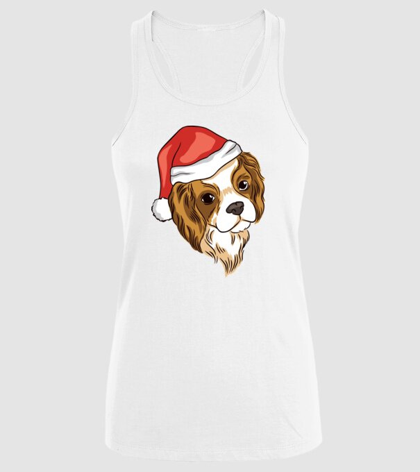 Santa Cocker Spaniel model alb pe tricou