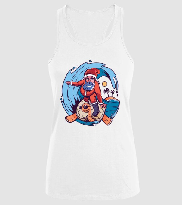 Santa Surf model alb pe tricou