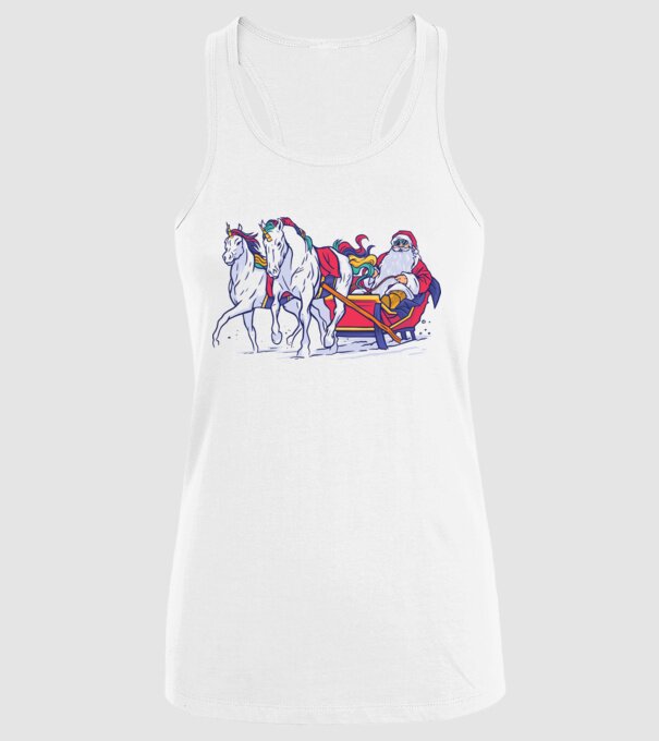 Santa Unicorn Moș Crăciun model alb pe tricou