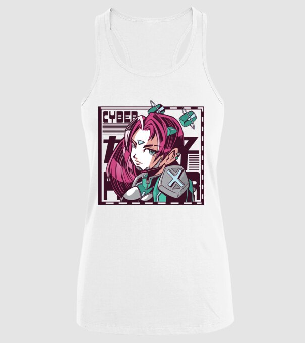 Anime fată Sci-fi model alb pe tricou