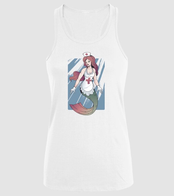 Infirmieră sirenă model alb pe tricou
