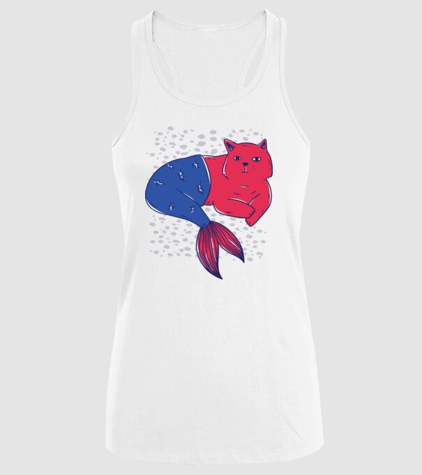 Pisică Sirenă model alb pe tricou